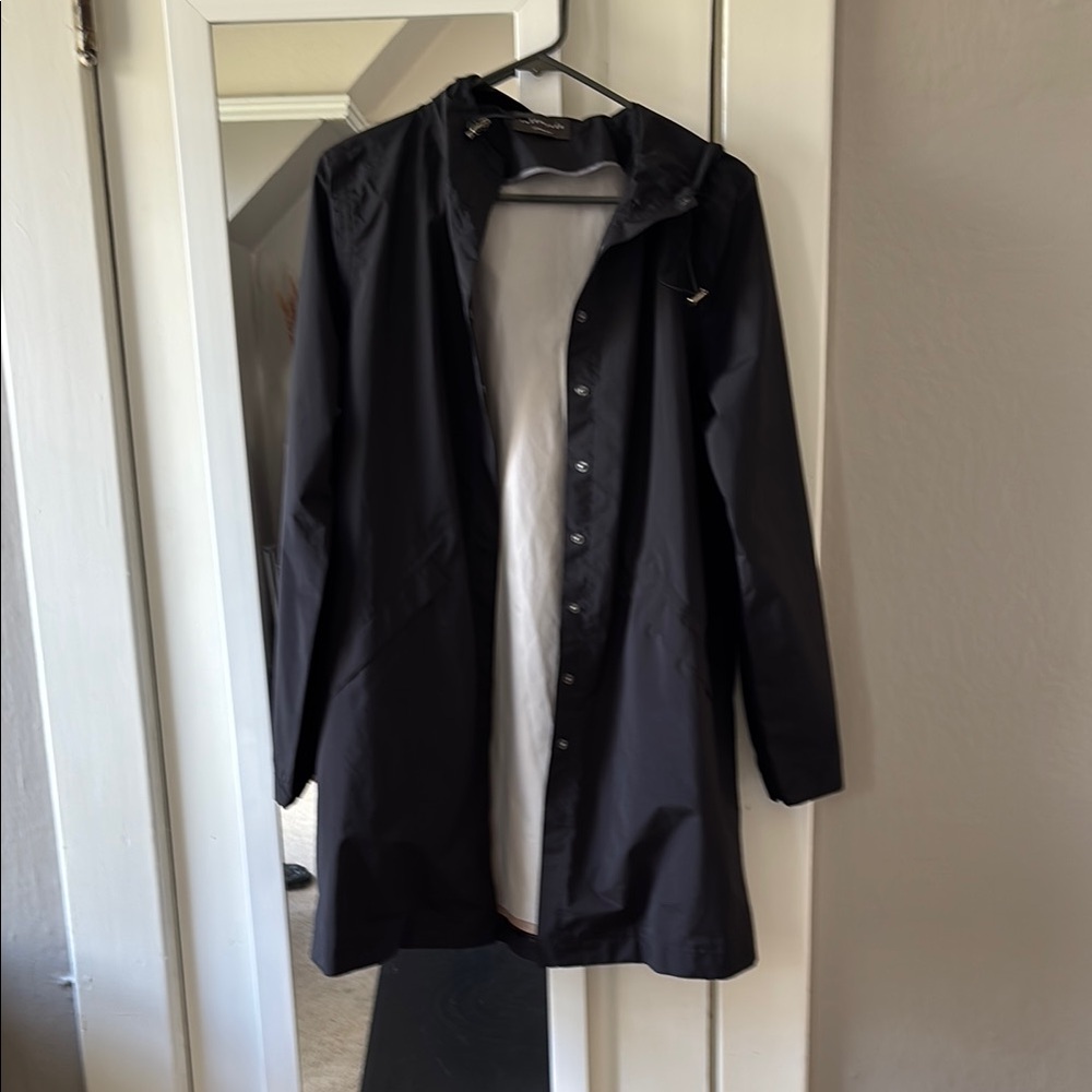 Black Hooded Raincoat by Rosemunde Copenhagen